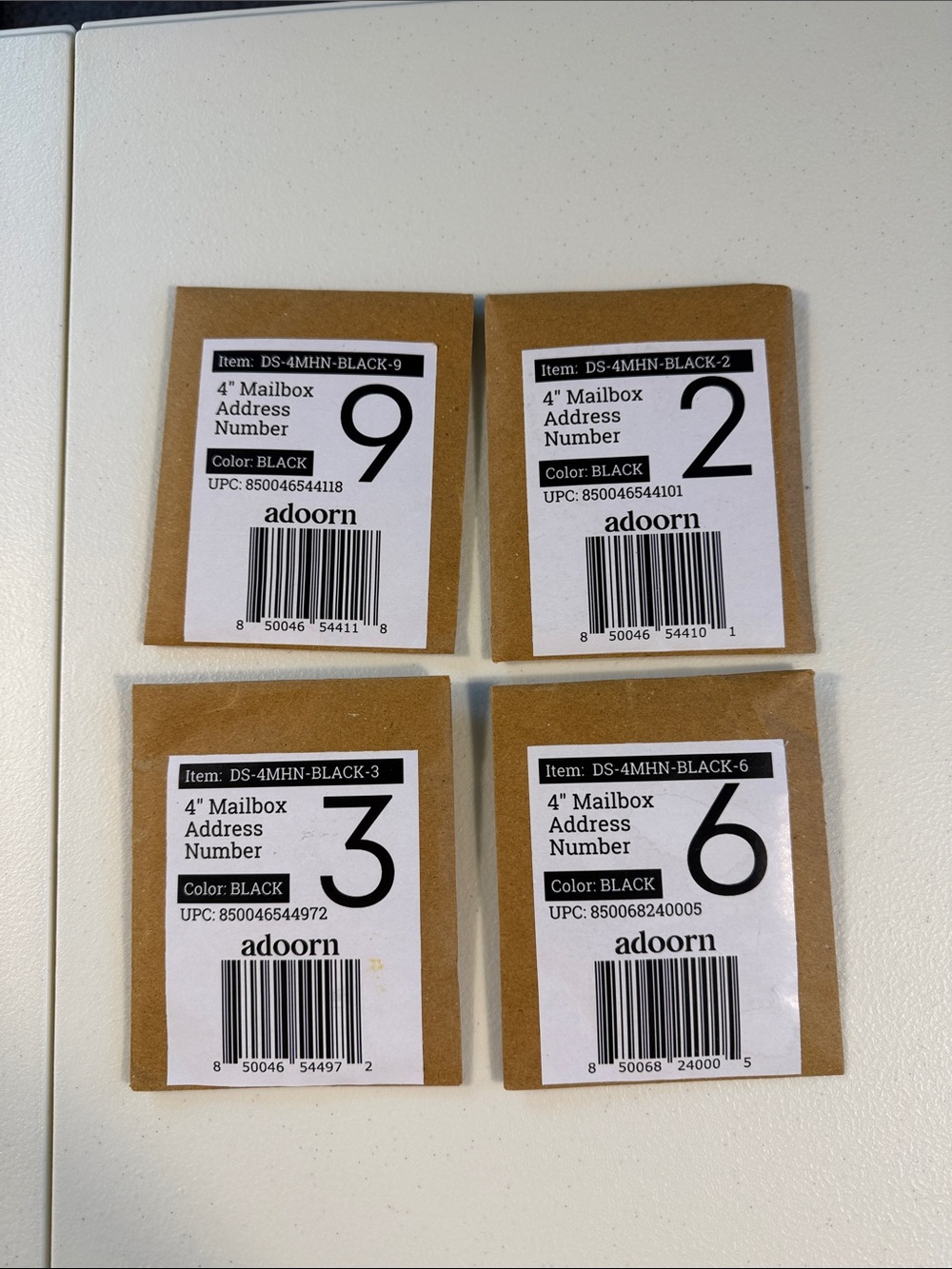 Adoorn 4” Black Mailbox Address Numbers 9326 Set of 4 NWT